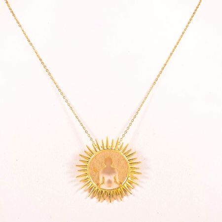 Handmade Brass Necklace with Buddha Charm Pendant and 22k Gold Plating